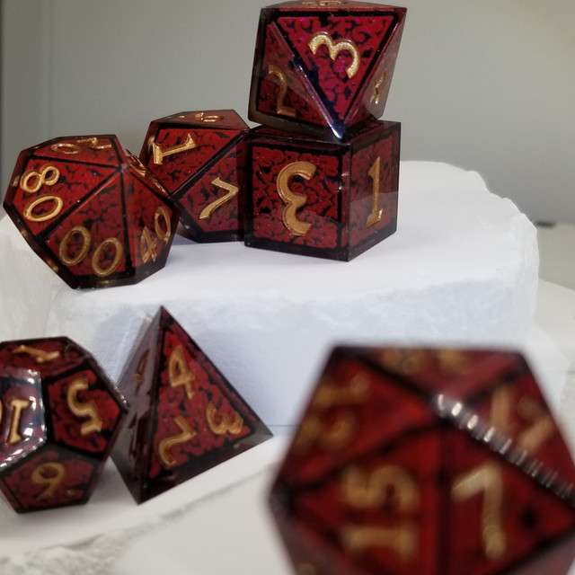 Sage's Arabesque Crimson Sharp Edge Resin Dice Set image 7