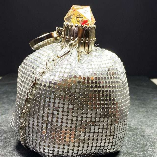 Sage’s Gala Purse – Silver Metallic Scale Gate-top Dice Bag image 4