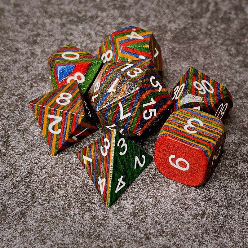 Sage's Trees - Rainbow Technical Wood Polyhedral Dice Set image 9