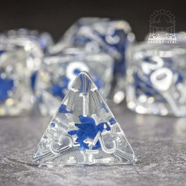 Sage's Blue Pegasus Familiar Resin Polyhedral Dice Set image 6