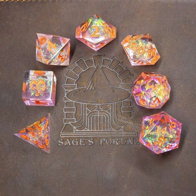 Sage's Crystals - Summer Sharp Edge Resin Polyhedral Dice Set image 7