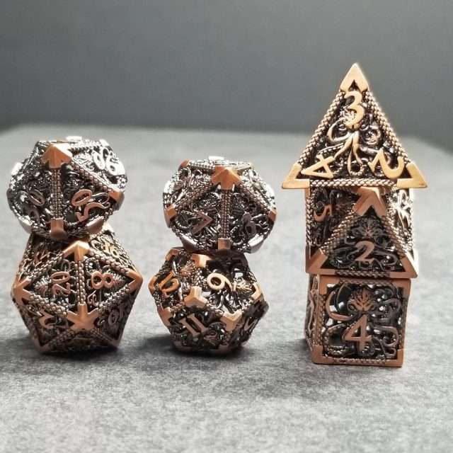 Sage's Cthulhu Shugnahothh Bronze Hollow Metal Polyhedral Dice Set image 11