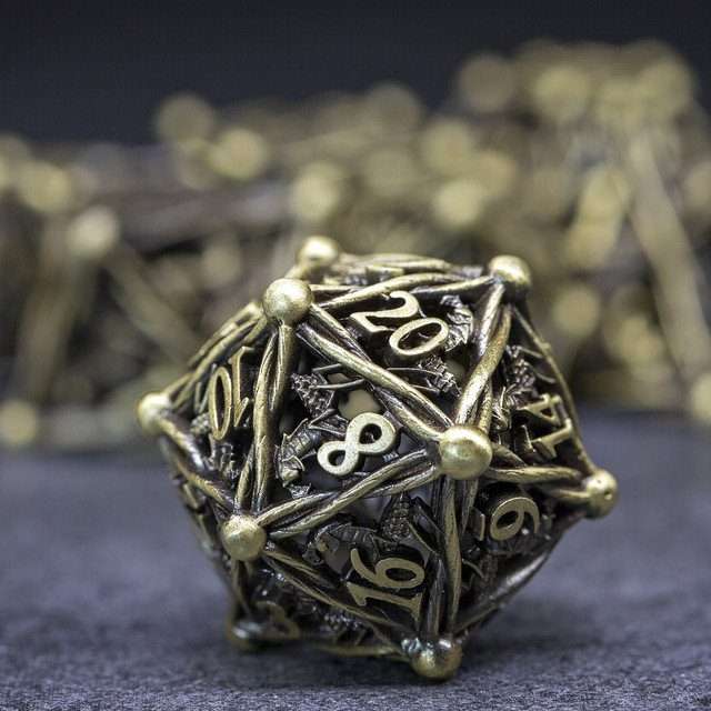 Sage's Ankeg Magical Creature Bronze Hollow Metal Polyhedral Dice Set image 0