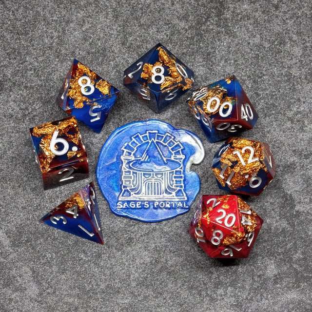 Sage's Geomancy Red/Blue Sharp Edge Resin Dice Set image 8