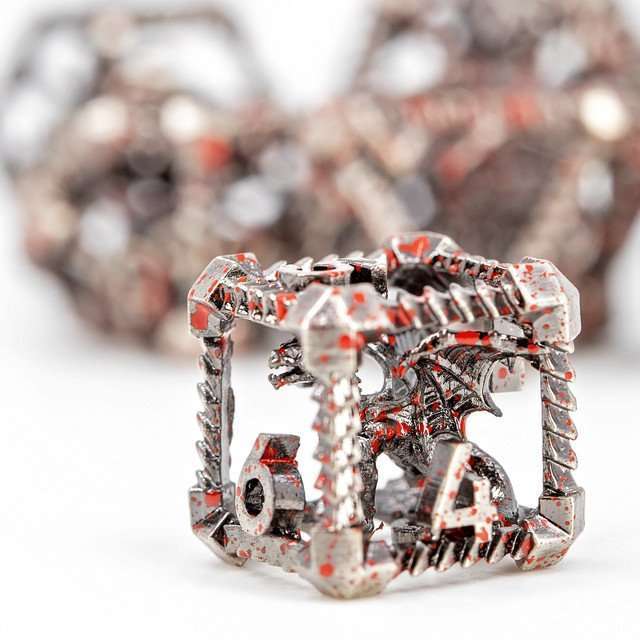 Sage's Draconic Prison Bloody Cage Hollow Metal Dice Set image 8
