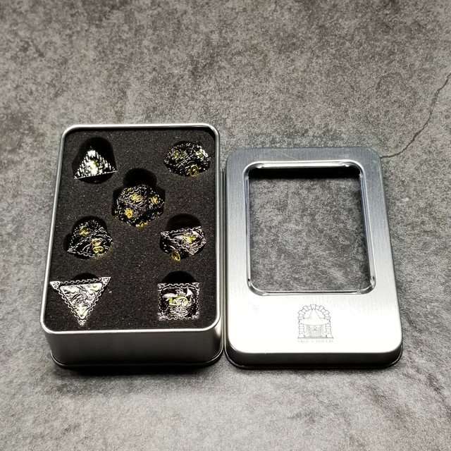 Sage's Dragonstones - Mystic Wyvern Black and Gold Metal Polyhedral Dice Set image 13