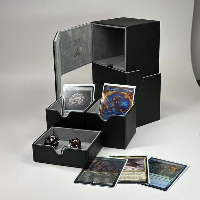 Sage's Premium 3 Drawer Deck Storage Box for TCG, Dice, Jewelry  200mm x 115mm x 90mm - Black image
