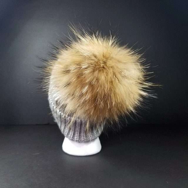Sage’s Cap – Grey Knit Beanie with Raccoon Pompom image 19