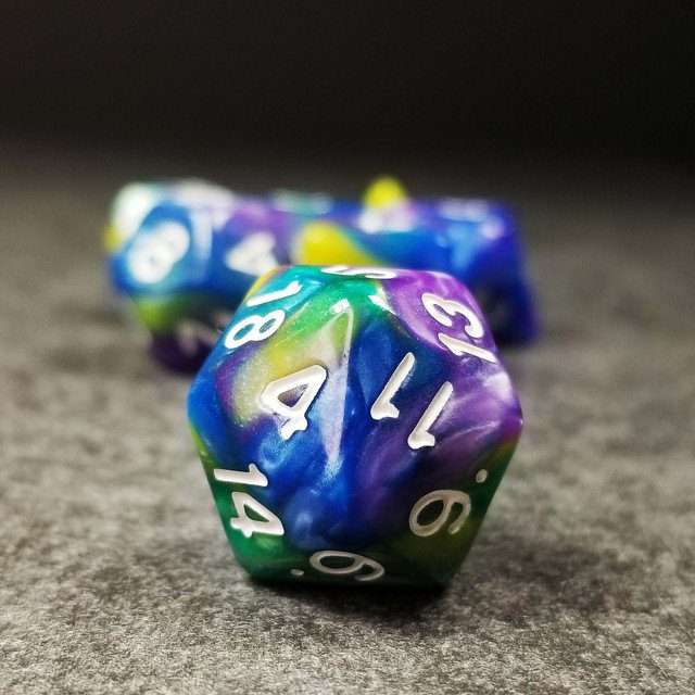 Sage's Stones - Purp/Blue/Green/Yellow Acrylic Polyhedral Dice Set image 8