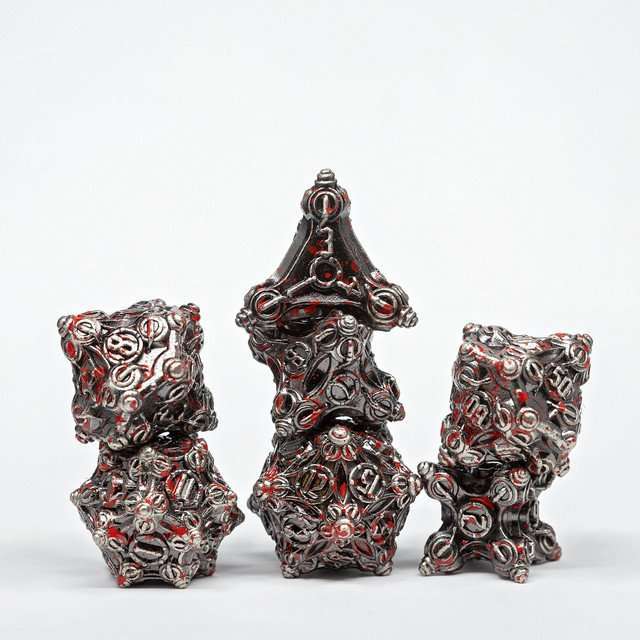 Sage’s Finials Silver Carnage Metal Polyhedral Dice Set image 11