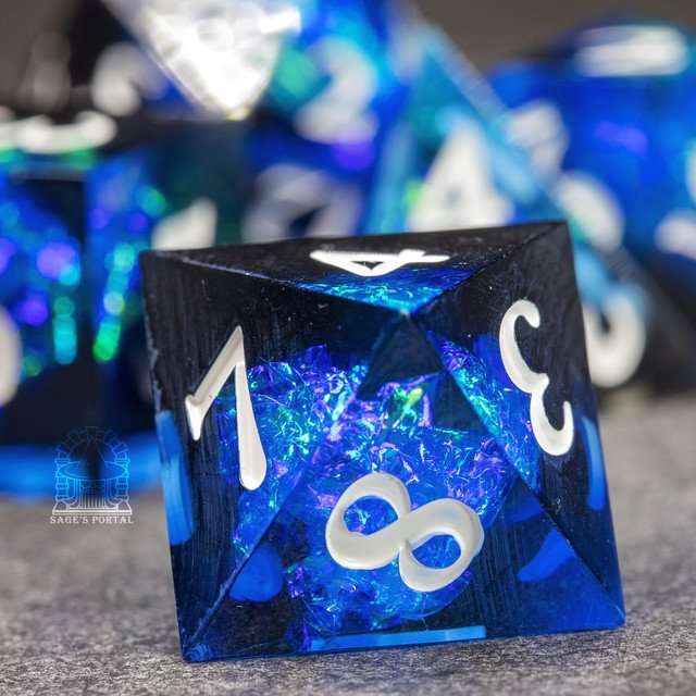 Sage's Crystals - Cobalt Sharp Edge Resin Polyhedral Dice Set image 8