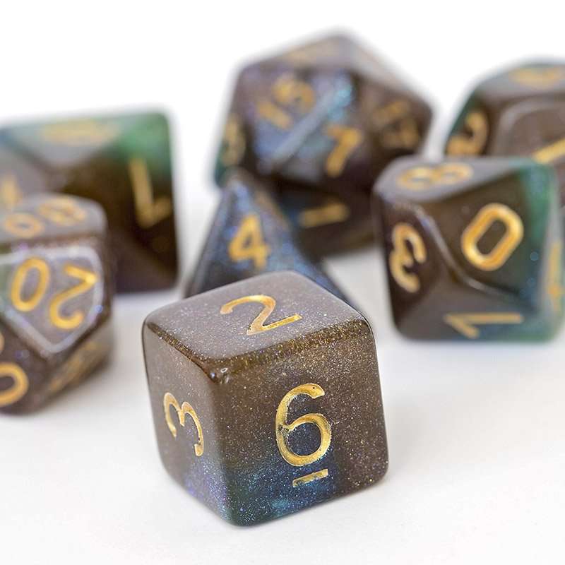 Sage's Shards - Blue/Green/Cola Glitter Polyhedral Dice Set image 6