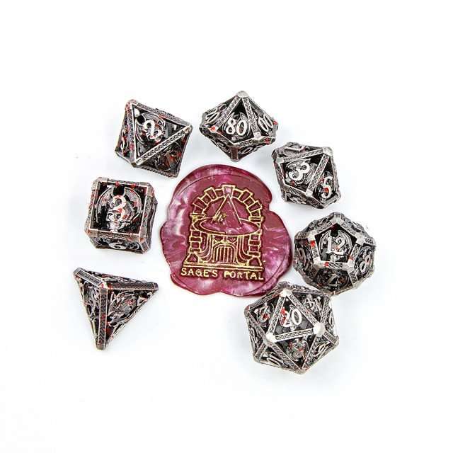 Sage's Grim Drake Bloodstained Wings Hollow Metal Dice Set image 13