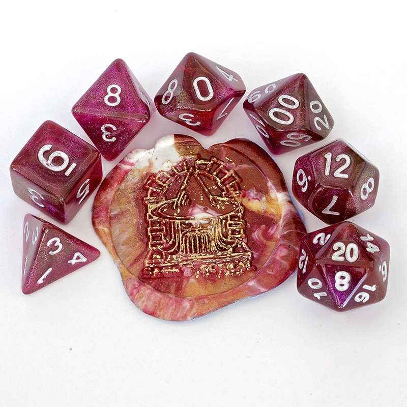 Sage's Shards - Pink/Purple/Orange Glitter Polyhedral Dice Set image 8