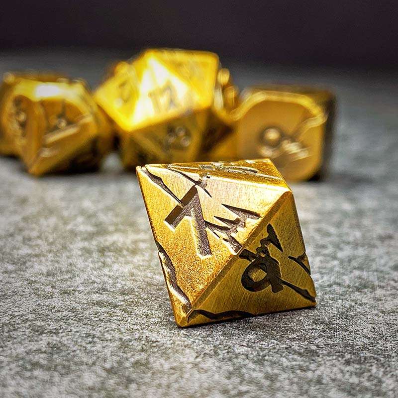 Sage's Relics of Antiquity - Burnished Gold Metal Polyhedral Dice image 6