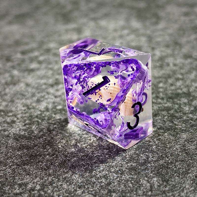 Sage's Orbs - Purple Ocean Depths Sharp Edge Resin Polyhedral Dice Set image 7