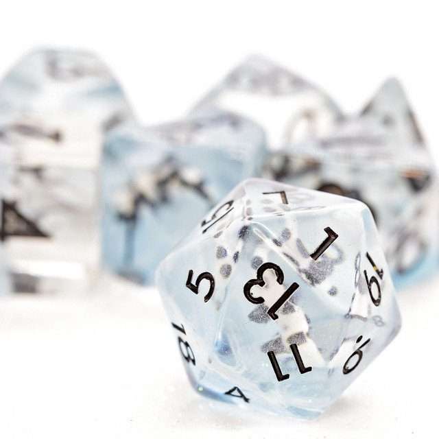 Sage's Familiars - Blue White/Black Fish Familiar Resin Polyhedral Dice Set image 1