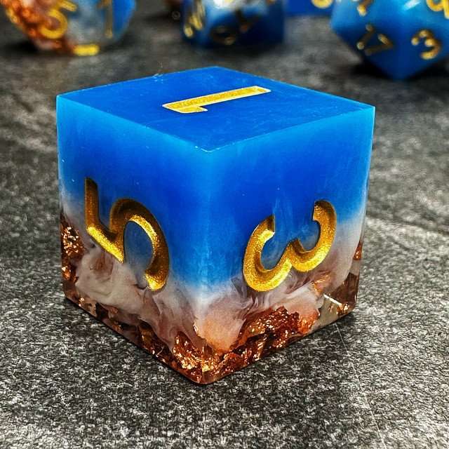 Sage's Geomancy Blue/White Sharp Edge Resin Dice Set image 6