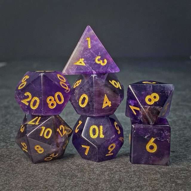 Sage's Treasures - Captured Nebula Amethyst Gemstone Polyhedral Dice Set image 15