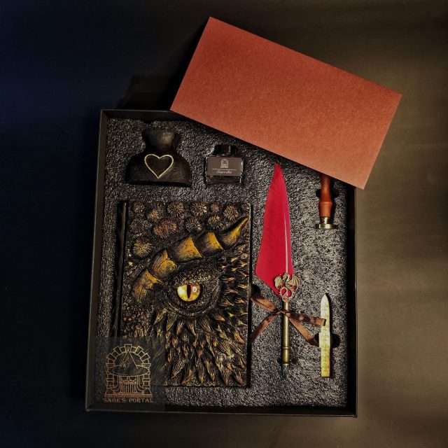 Eye of the Gold Dragon Notebook Gift Set | Handmade Notebook for TTRPG, Sketchbook, Diary image 0