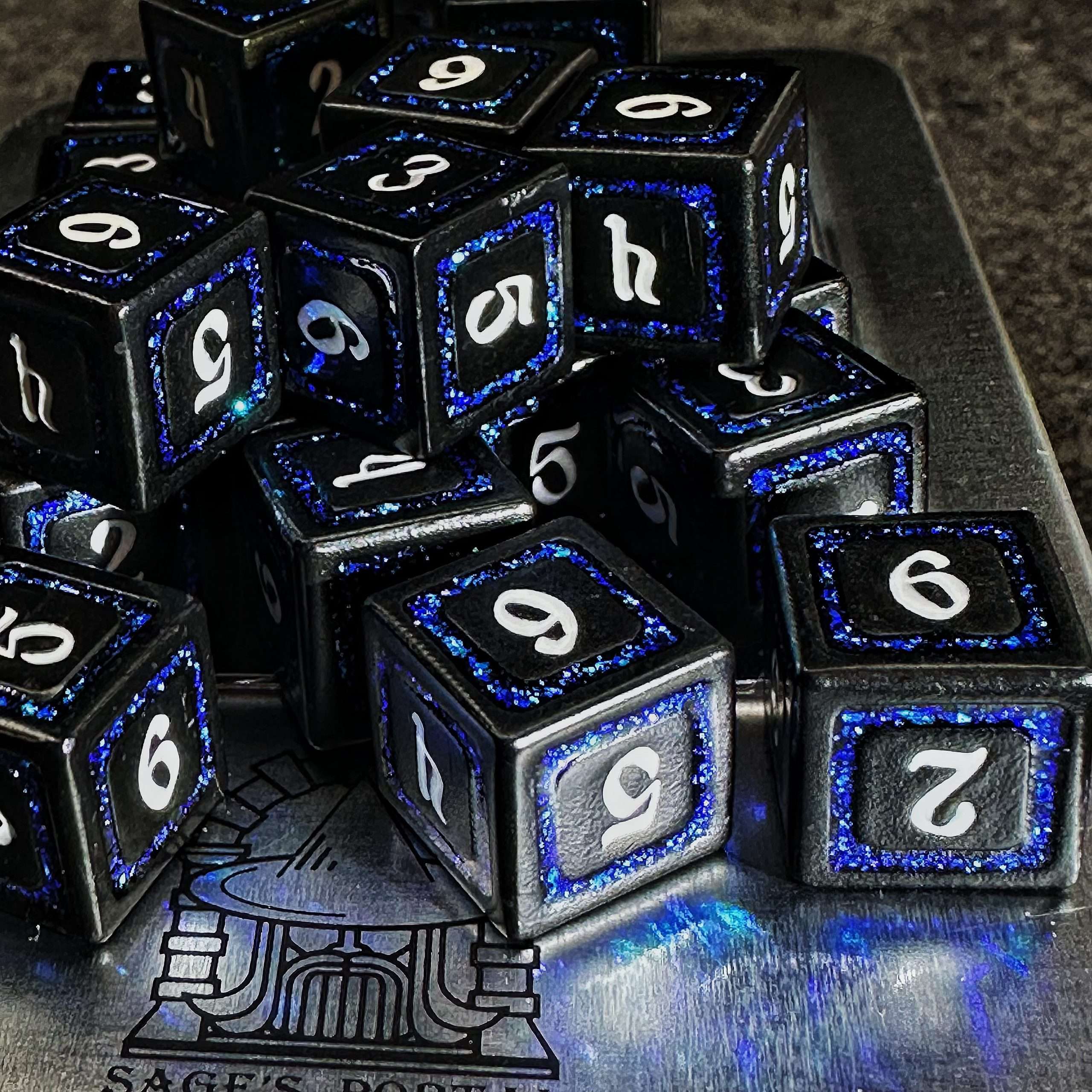 Sage's Splendors Royal Blue Metal d6 Dice 24 Piece Set image 2