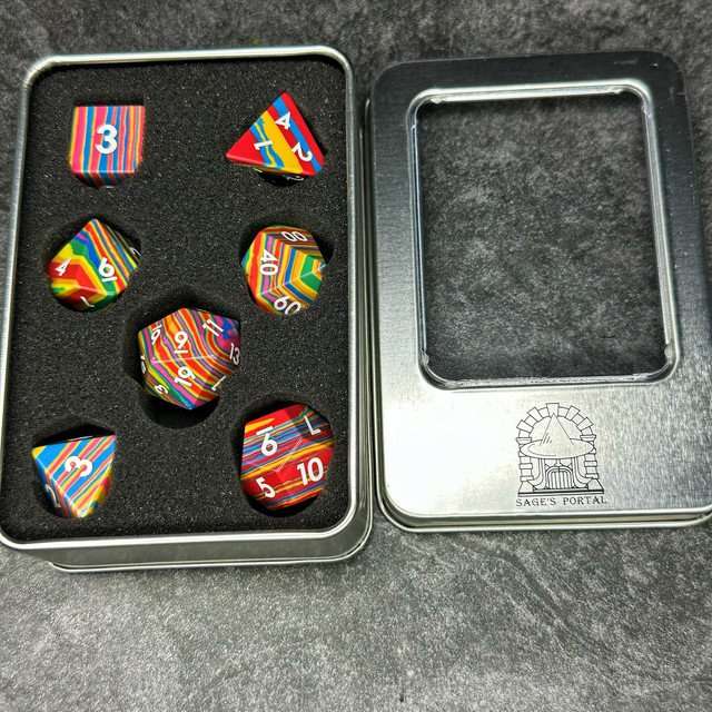 Sage's Treasures Gemstone Pastel Stripes Polyhedral Dice Set image 2