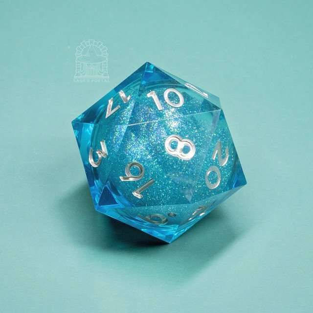 Sage's Spirits - 33mm Ice Spirits Liquid-Core D20 Sharp Edge Resin Dice image 4