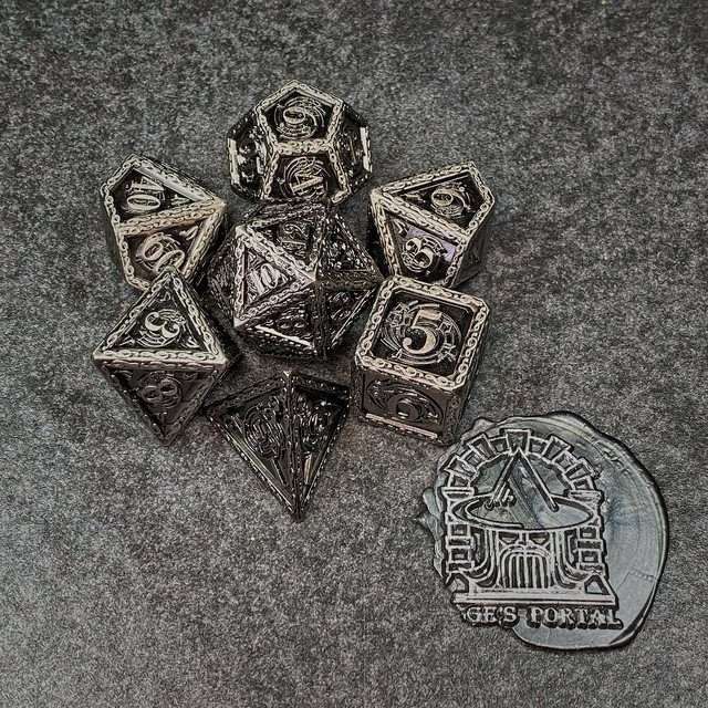 Sage's Anthems - Ancient Silver Metal Polyhedral Dice Set image 19