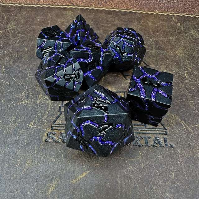 Sage's Warp Stones Black Hole Metal Polyhedral Dice Set image 2