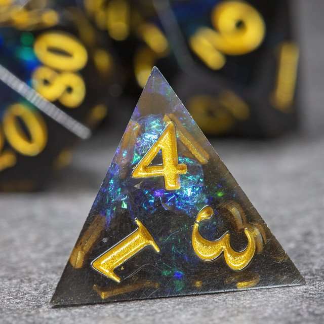 Sage's Crystals - Midnight Sharp Edge Resin Polyhedral Dice Set image 8