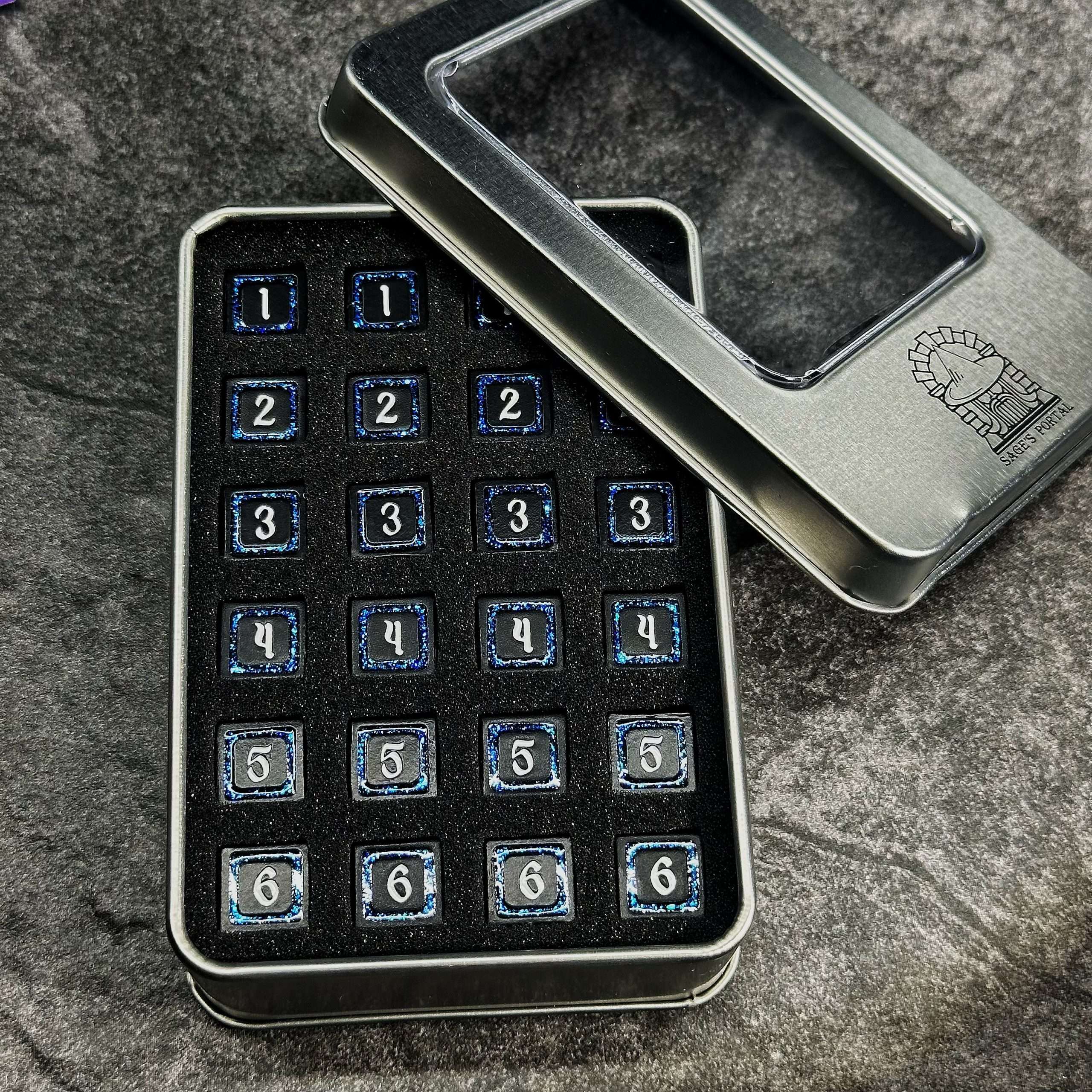 Sage's Splendors Royal Blue Metal d6 Dice 24 Piece Set image 3