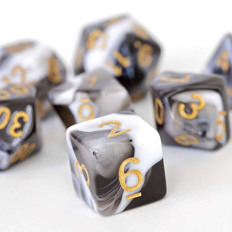 Sage's Stones -White/Mica Acrylic Polyhedral Dice Set image 10