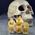 Sage's Familiars - Golden Skull Familiar Resin Polyhedral Dice Set image 0