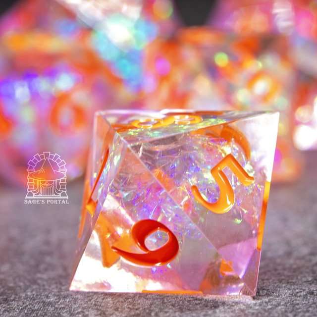 Sage's Crystals - Summer Sharp Edge Resin Polyhedral Dice Set image 5