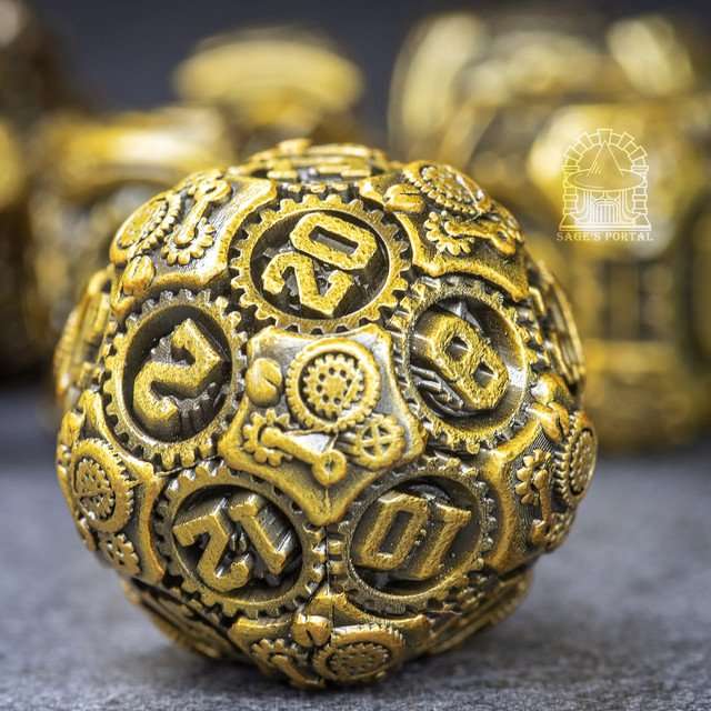Sage's Artificer's Core Bronze Essence Metal Polyhedral Dice Set image 10