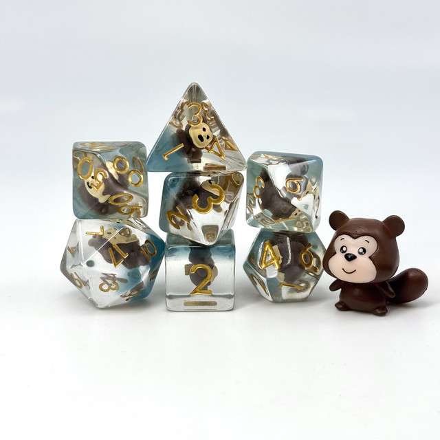 Sage's Chipmunk Familiar Resin Polyhedral Dice Set image 0