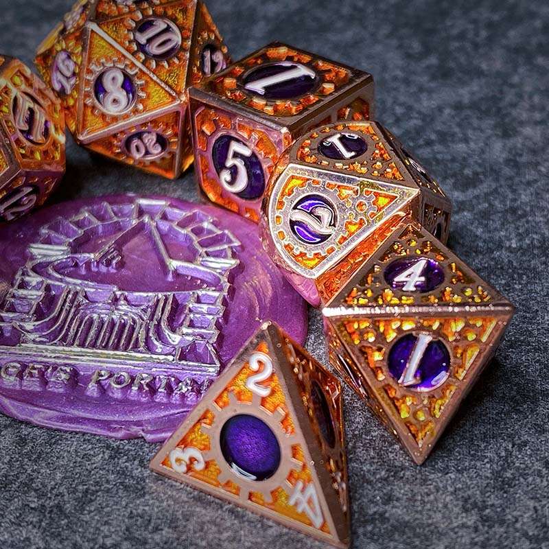 Sage's Gnomish Trinkets - Copper Gears Metal Polyhedral Dice Set image 9