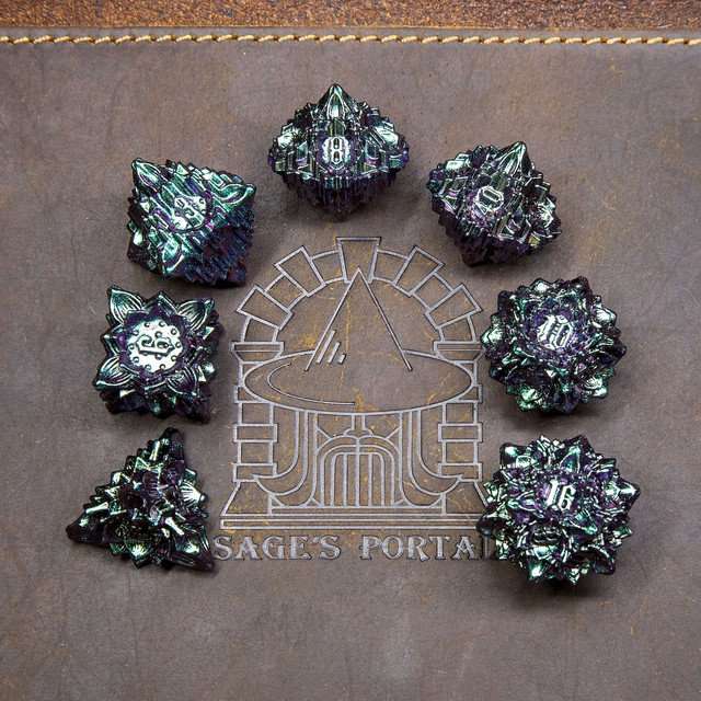 Sage's Deadly Lotus Witch's Curse Metal Polyhedral Dice Set image 1