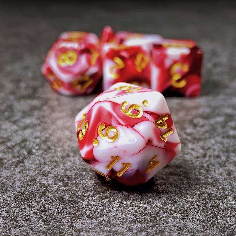 Sage's Stones - Red/White Acrylic Polyhedral Dice Set image 2