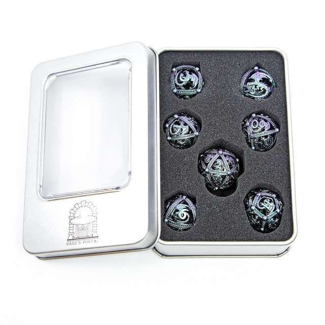 Sage’s Dragon Orb Deadly Nightshade Hollow Metal Dice Set image 15