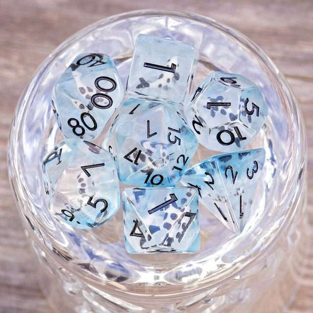 Sage's Familiars - Blue White/Black Fish Familiar Resin Polyhedral Dice Set image 13
