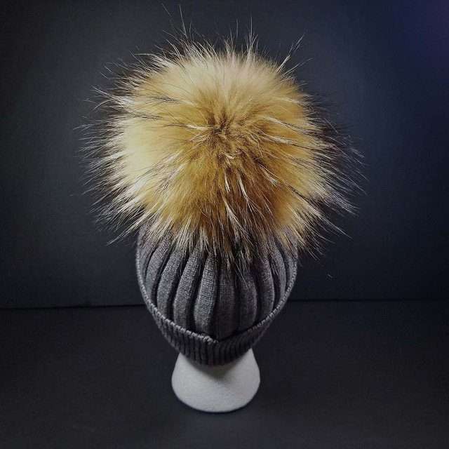 Sage’s Cap – Gray Wool Beanie with Raccoon Pompom image 9