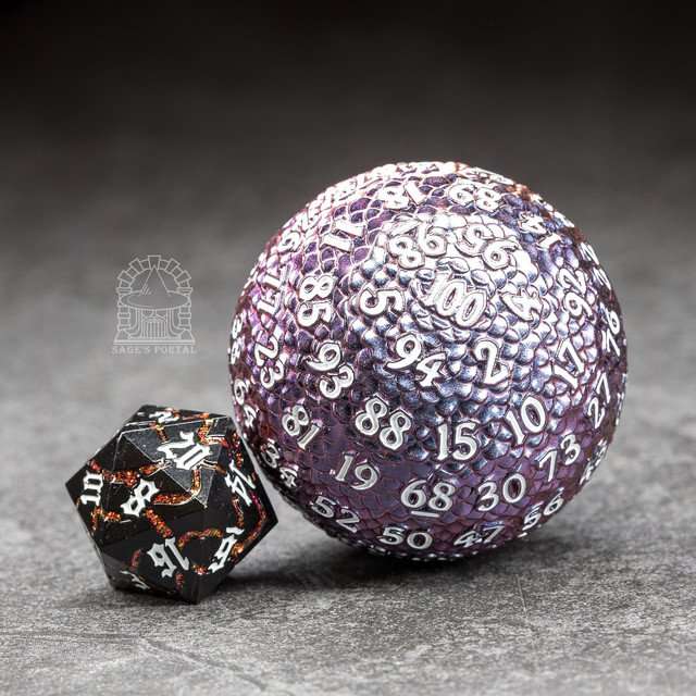 Sage’s Dragon Egg Purple/Red d100 Metal Dice image 6