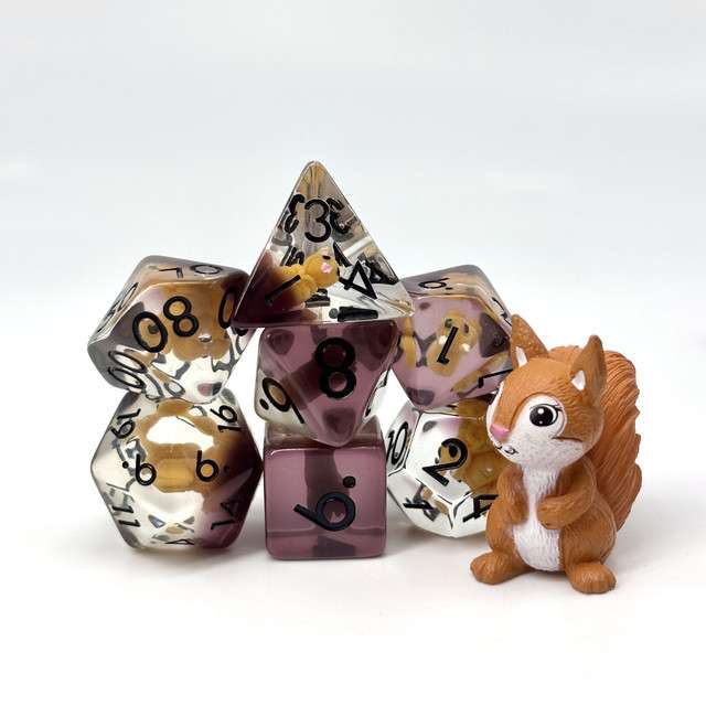 Sage's Baby Squirrel Familiar Resin Polyhedral Dice Set image 10