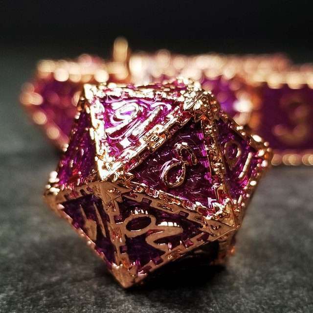 Sage's Dragonstones - Chained Drake Purple Copper Metal Polyhedral Dice Set image 1