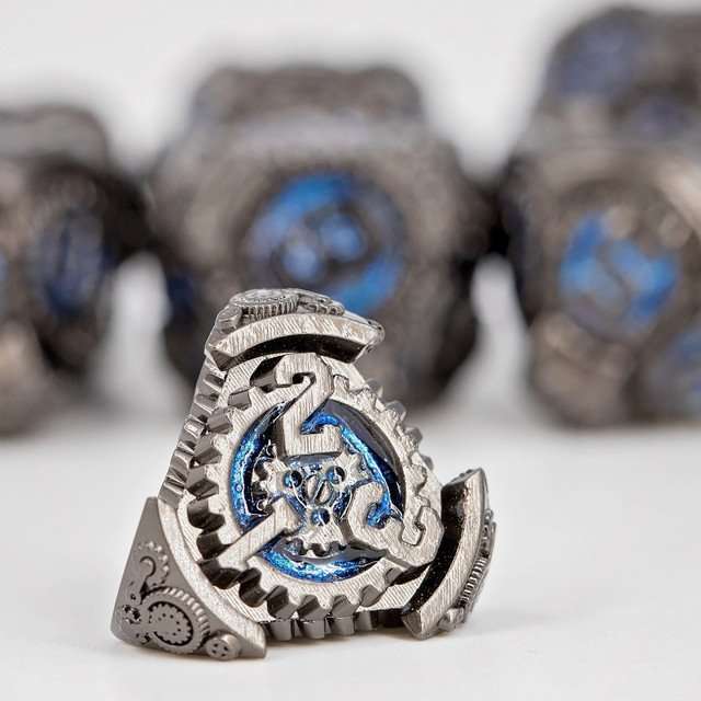 Sage's Artificer's Core Cerulean Essence Metal Polyhedral Dice Set image 8