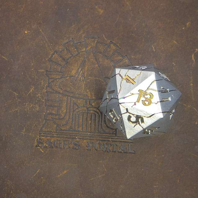 Sage's Relics of Antiquity - Silver Rainbow 33mm Metal D20 Die image 4