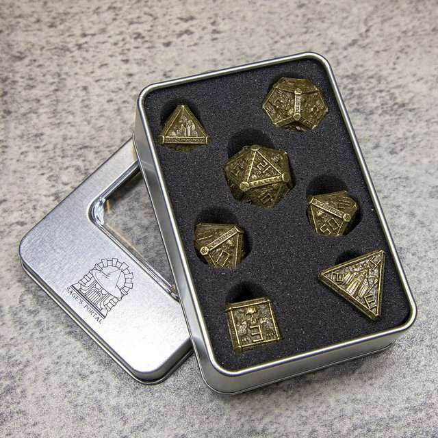 Sage's Lich's Phylactery Bronze Metal Polyhedral Dice Set image 10