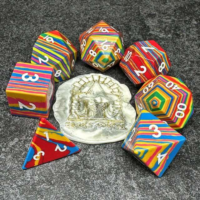 Sage's Treasures Gemstone Pastel Stripes Polyhedral Dice Set image 1