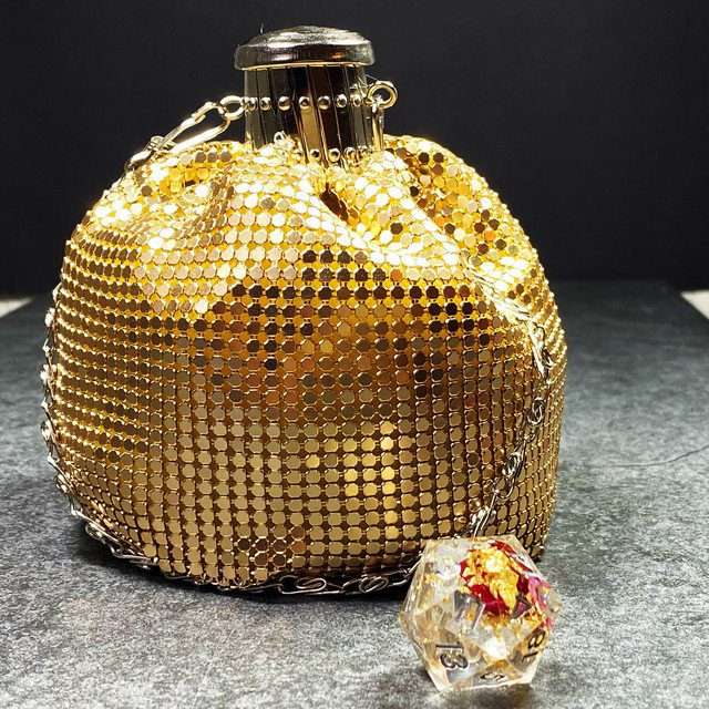 Sage’s Gala Purse – Gold Metallic Scale Gate-top Dice Bag image 1